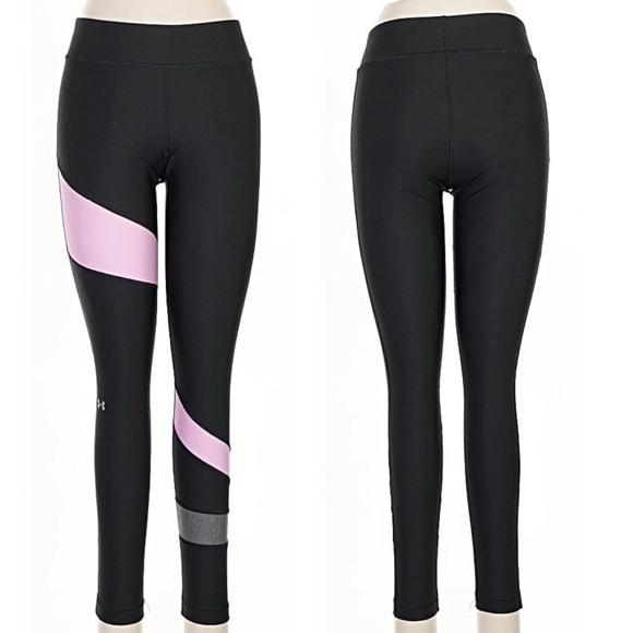 Under Armour Pants - Under Armour Heat Gear Compression Black Pink Gray Color Block Athletic Leggings